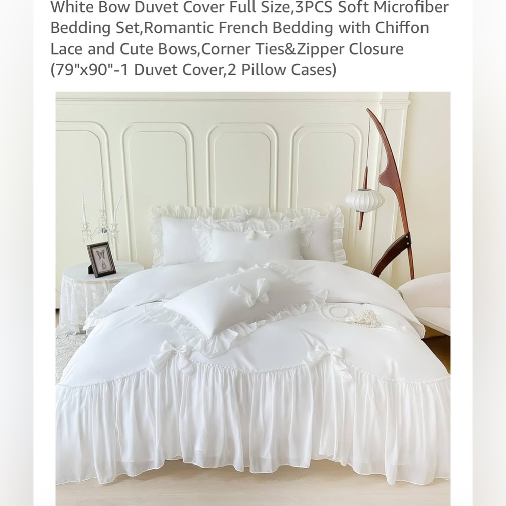 Elegant White Ruffled Bedding Set NWOT